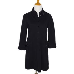 Et Cetera Black Ponte Knit Black Dress 3/4 Sleeve Military Collared 4